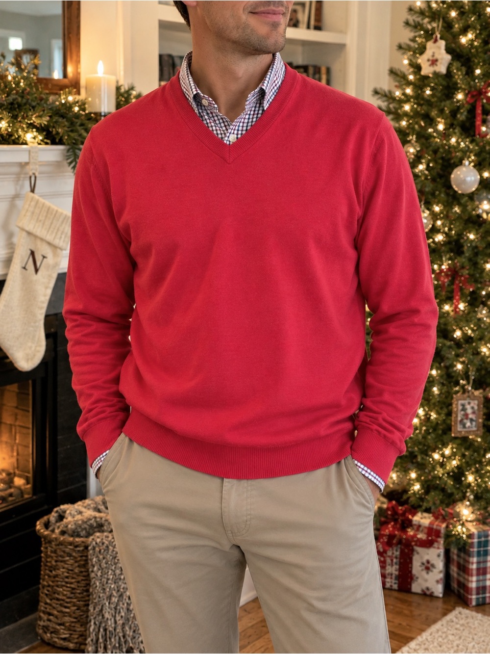 TailorByrd Collection Red V-Neck Sweater – Size Large
